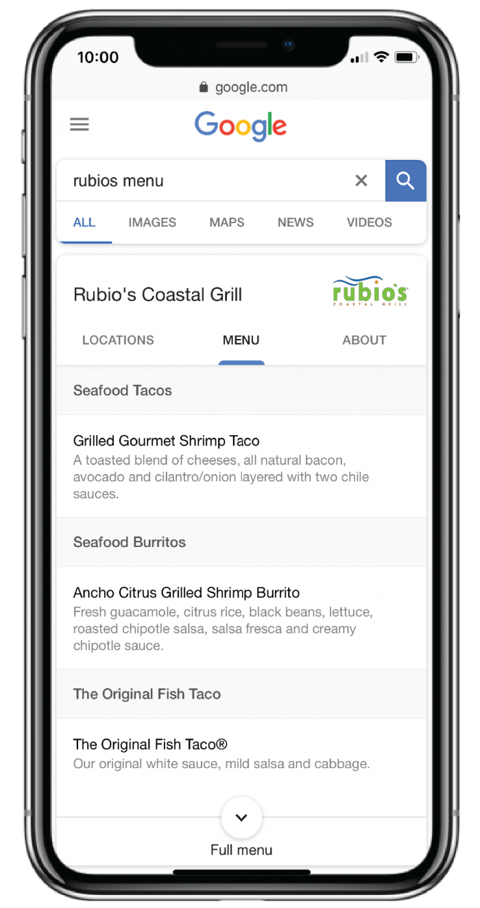 Rubio's online menu